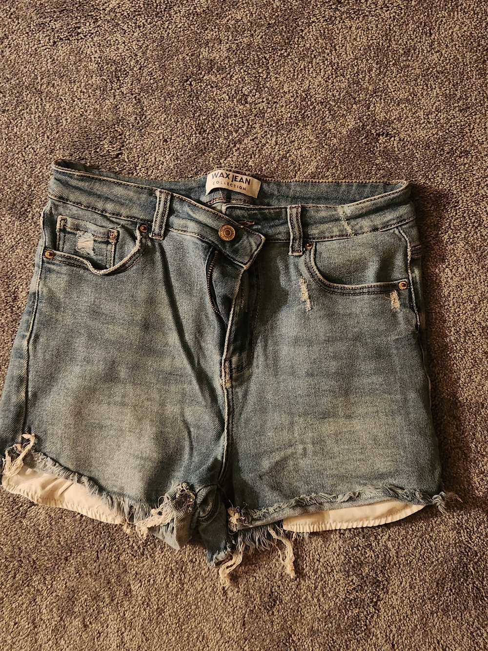 Wax Jean Light Blue Distressed Denim Cutoff Shorts